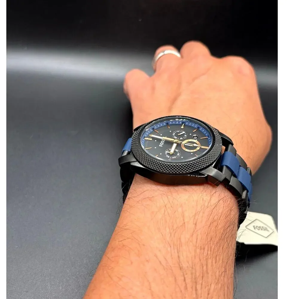Fossil Machine FS5164 Chronograph Black Blue 45mm Men’s Watch